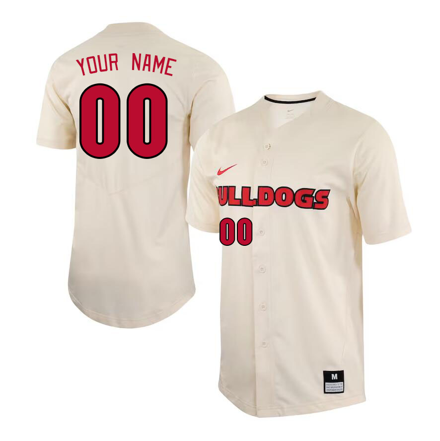 Custom Georgia Bulldogs Name And Number College Baseball Jerseys Stitched-Cream
